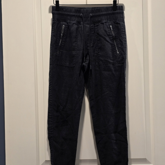 Athleta Cabo Linen Jogger Black Women's Size 2P 2 Petite Excellent EUC I 24" - Picture 1 of 14